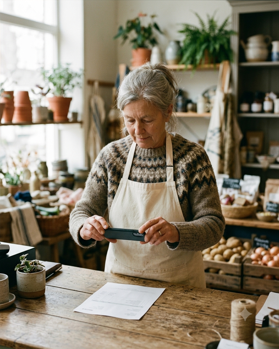 Ondernemer scant een bon in zijn winkel